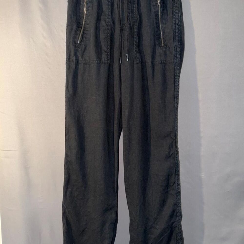 Athleta black wide leg linen pants